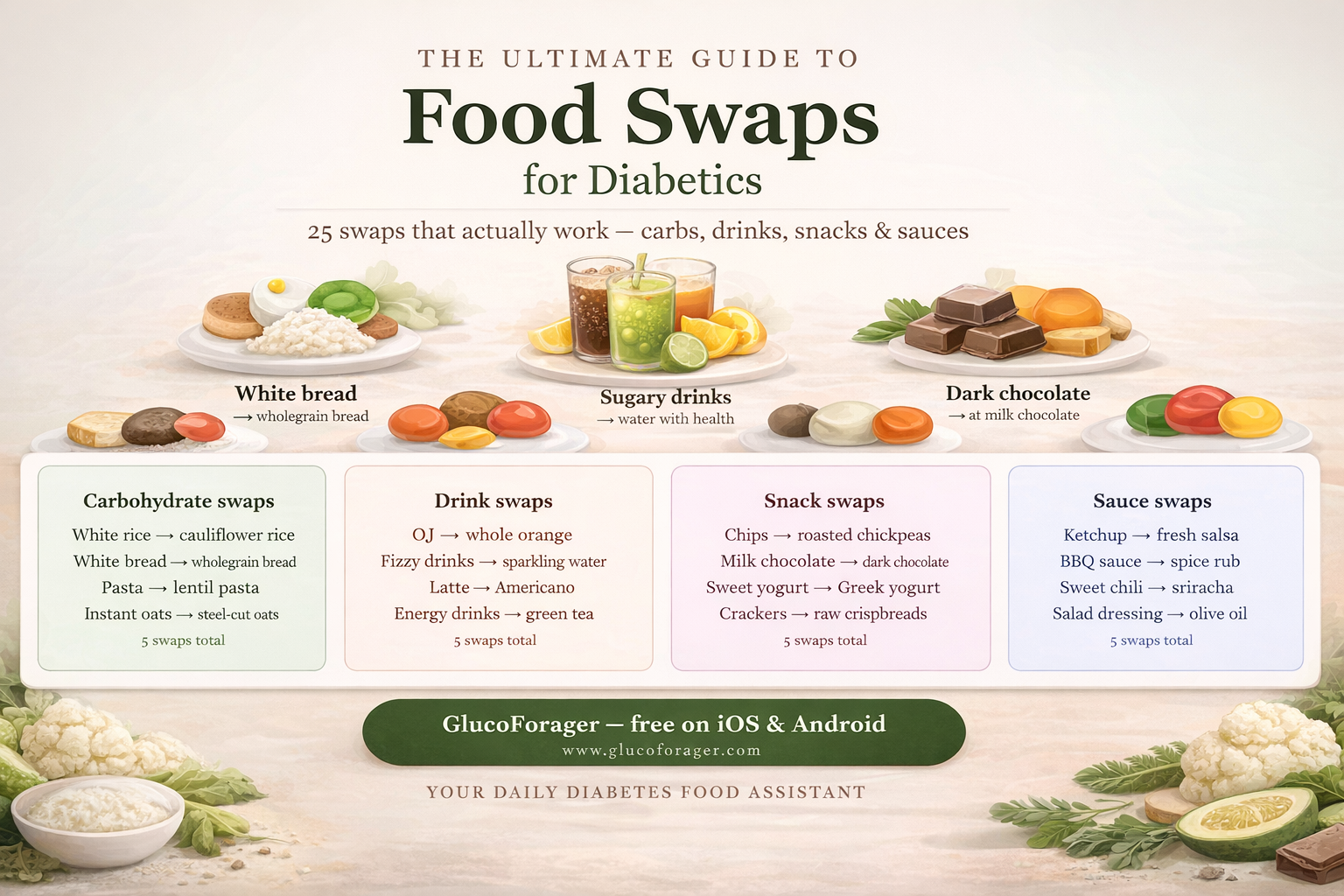The Ultimate Guide to Food Swaps for Diabetics (25 Swaps That Actually Work) cover
